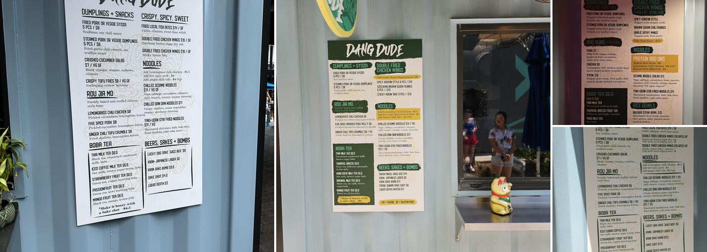 Dang Dude Menu