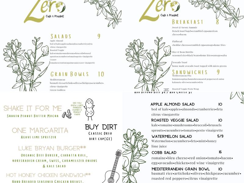 Zero Cafe & Market Menu