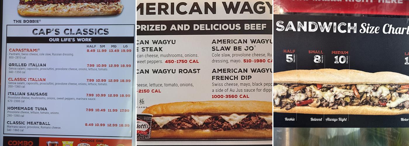 Capriotti's Sandwich Shop Menu