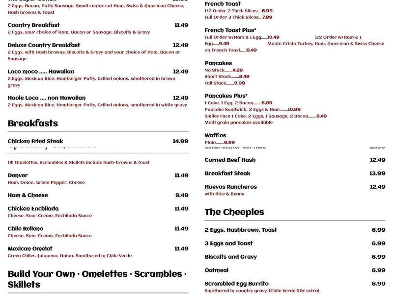 Virgs Restaurant Menu