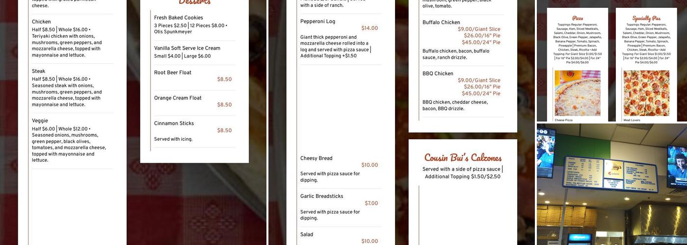 Vinny's Pizzeria Menu