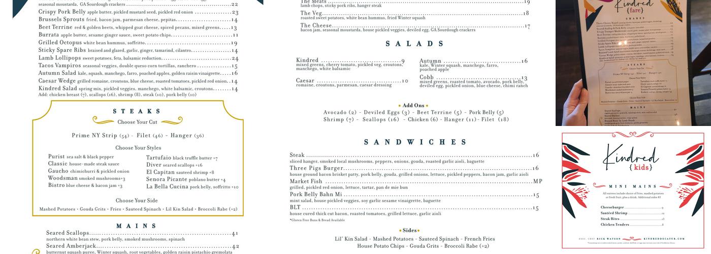 Kindred Menu