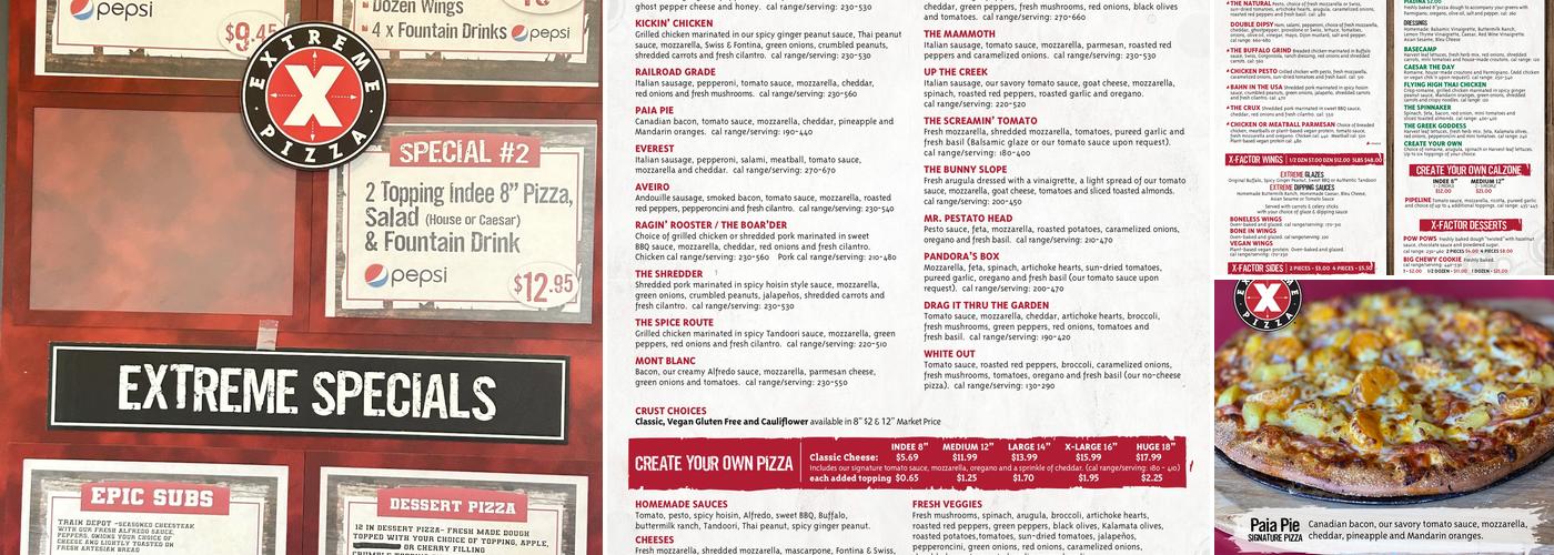 Extreme Pizza Melba Menu
