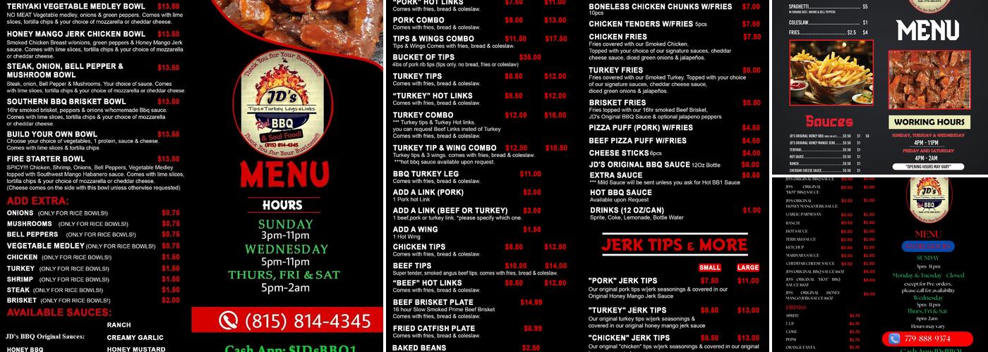 JD's BBQ Menu