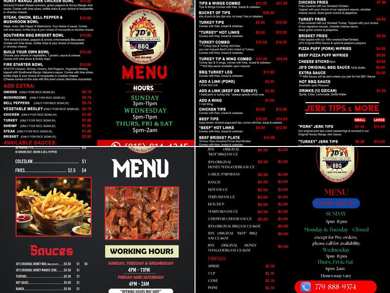 JD's BBQ Menu