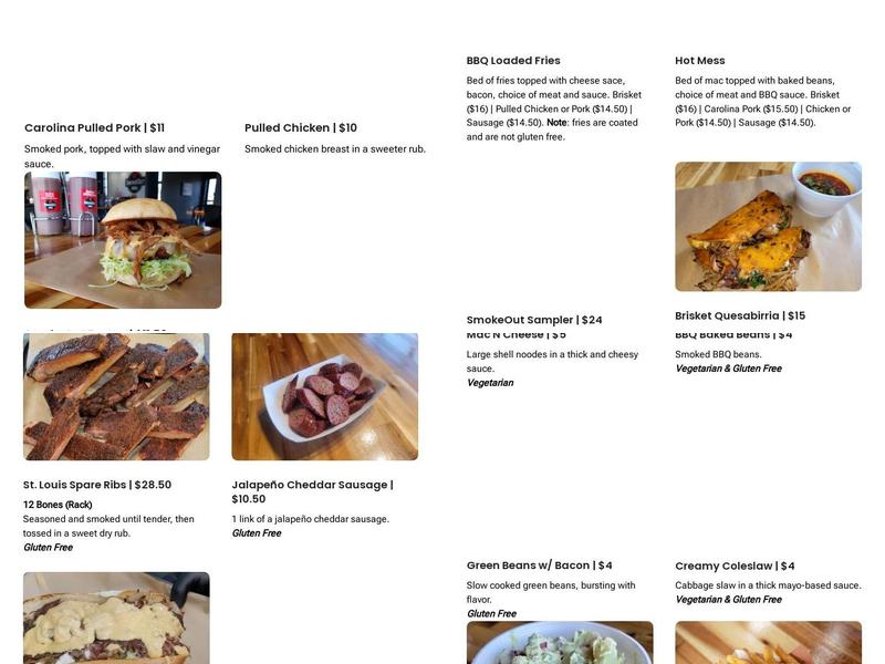 SmokeOut BBQ Menu