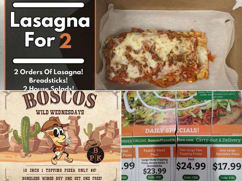 Boscos Pizza Kitchen Menu