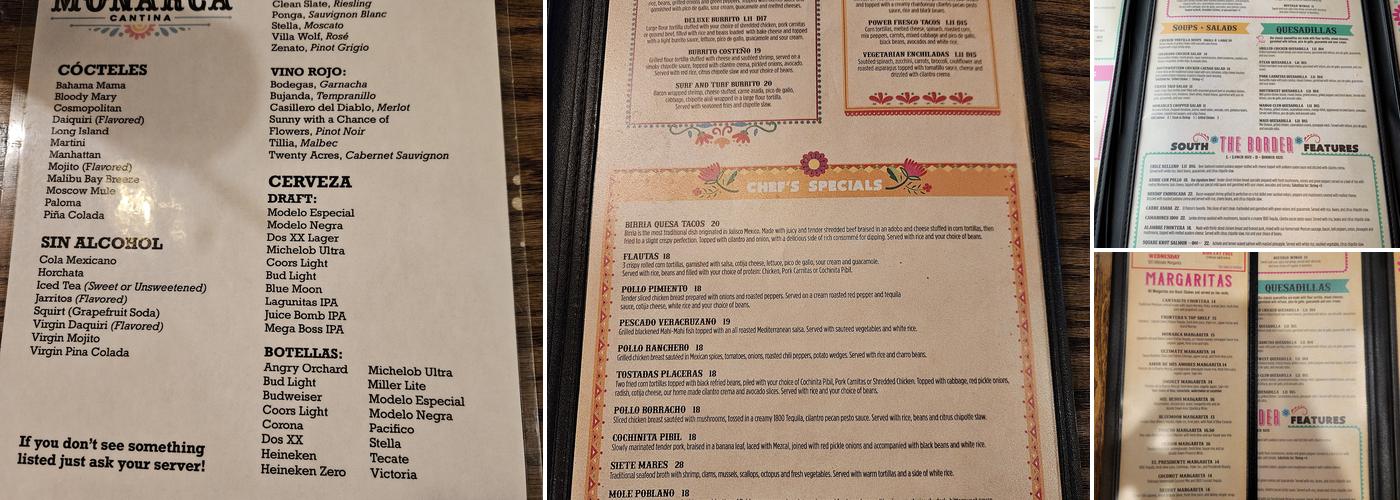 Monarca Cantina - Monroe, New York Menu