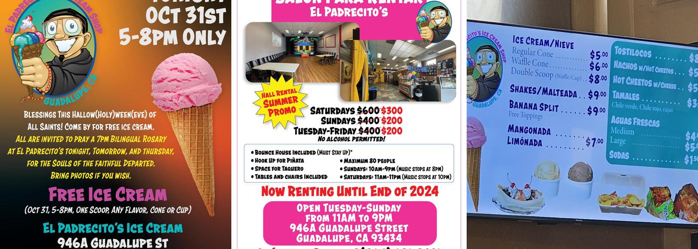El Padrecito’s Ice Cream Shop Menu