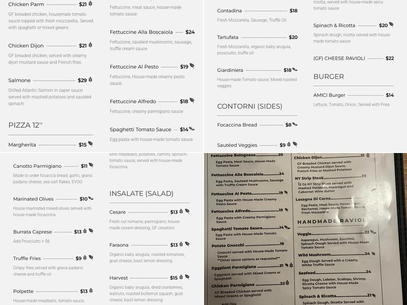 AMICI Menu
