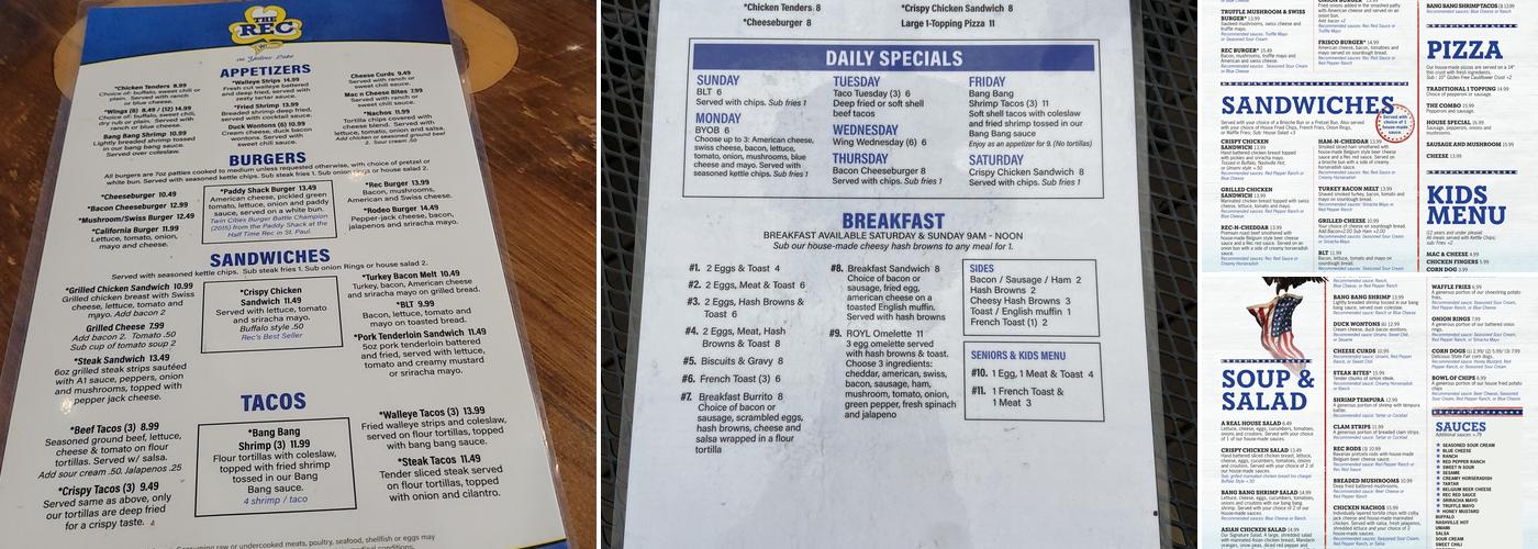 The Rec On Yellow Menu