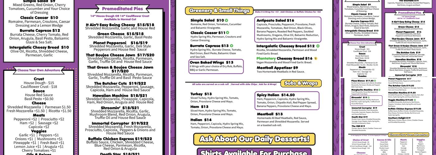 Pizza Machine Menu