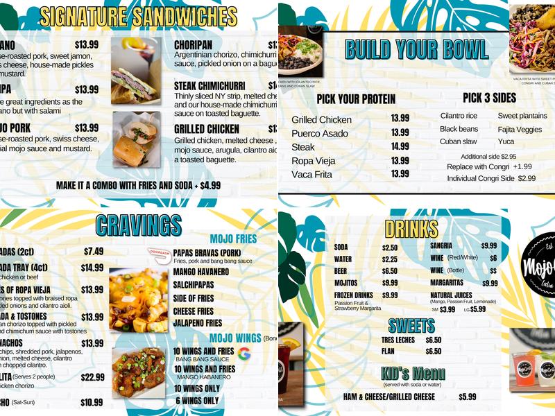Mojo Grill Latin Fusion Menu