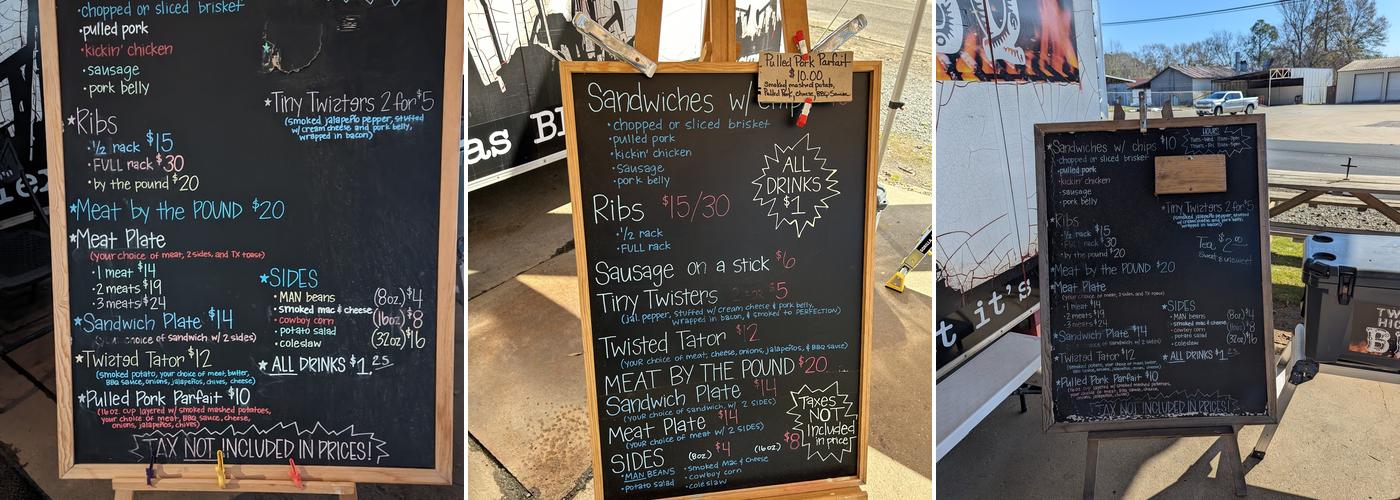 Twisted Hickory BBQ Menu