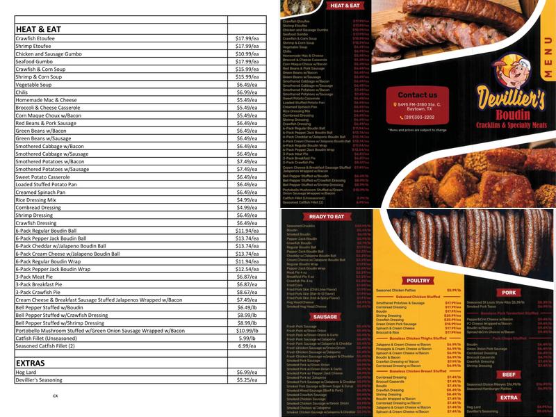 Devillier Boudin Menu