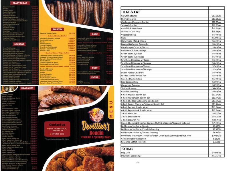 Devillier Boudin Menu