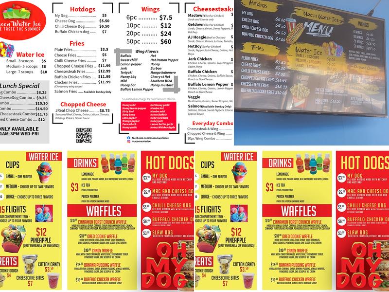Macon Water Ice Menu