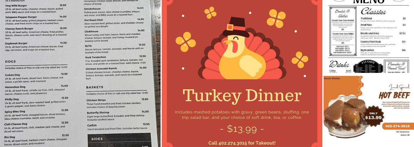 Korner Kitchen Menu