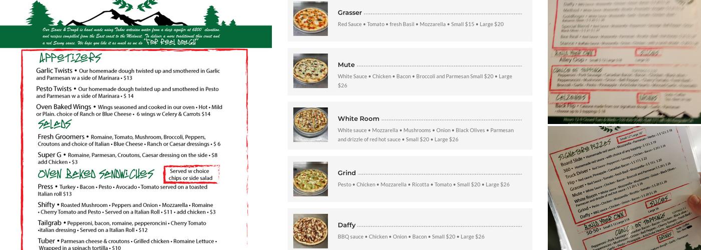 For Real Dough Pizza Menu