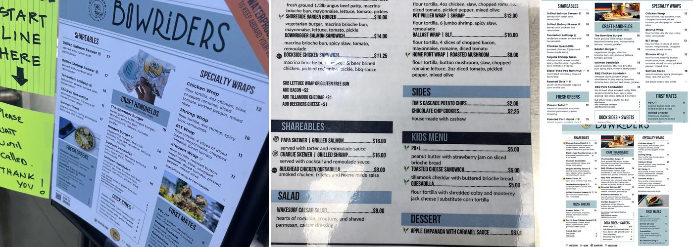 Bowriders Grill Menu