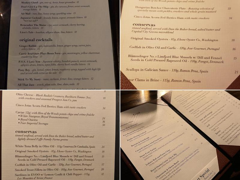 Ginger Rabbit Jazz Lounge Menu