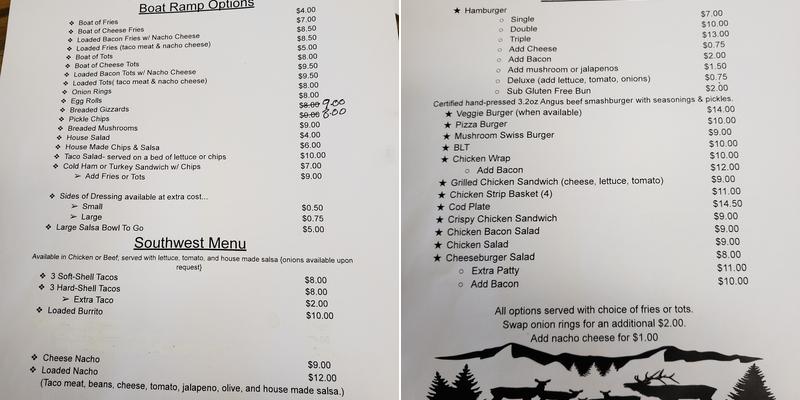 The River Roadhouse Menu