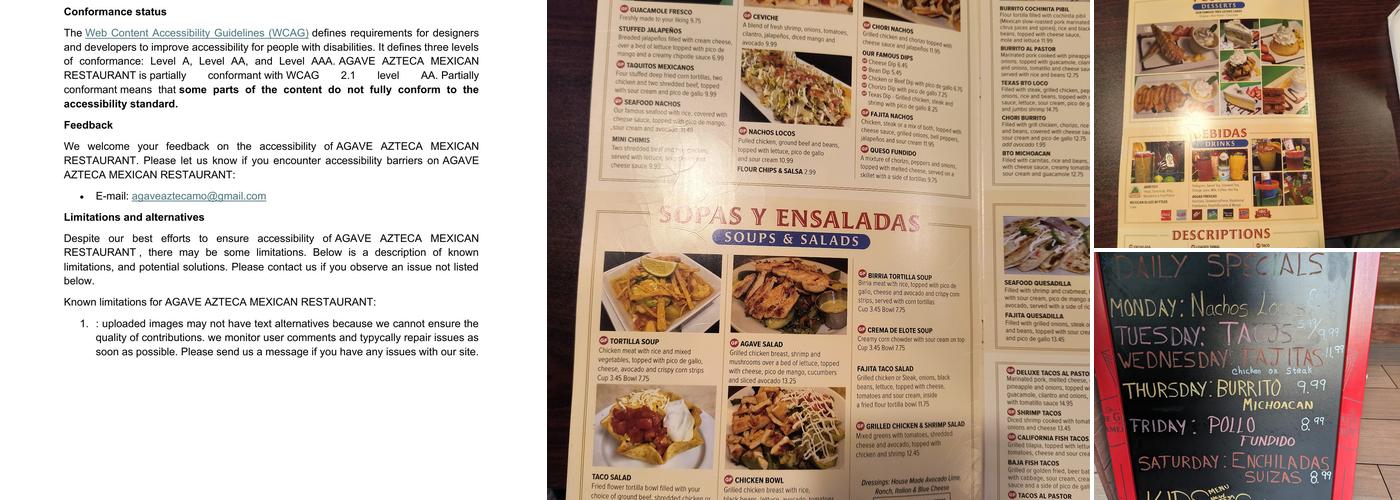 Agave Azteca Mexican Bar & Grill Menu