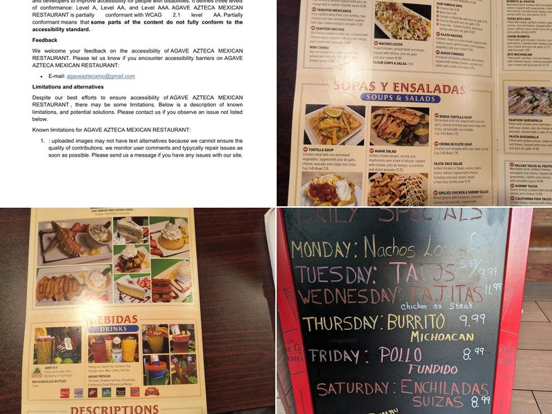 Agave Azteca Mexican Bar & Grill Menu