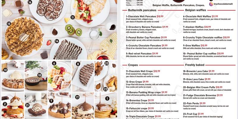 Chocolate Melt Menu