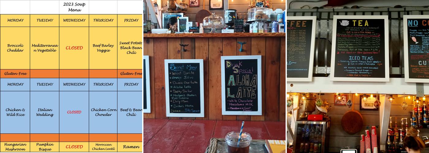 The Whales Tale Menu