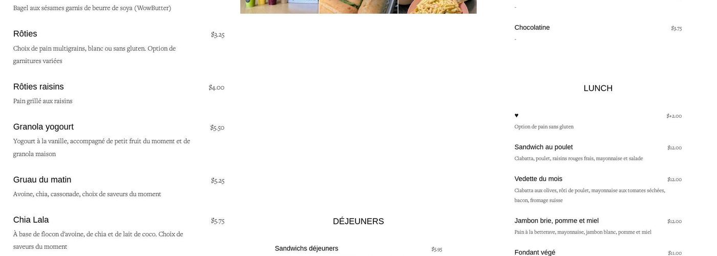 Café Lala Menu