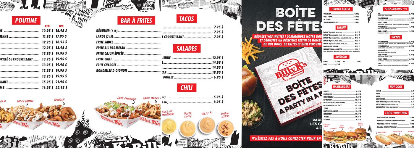 Billy K's Menu
