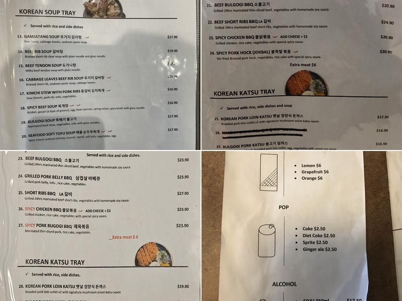 Rice Table Korean Kitchen Menu