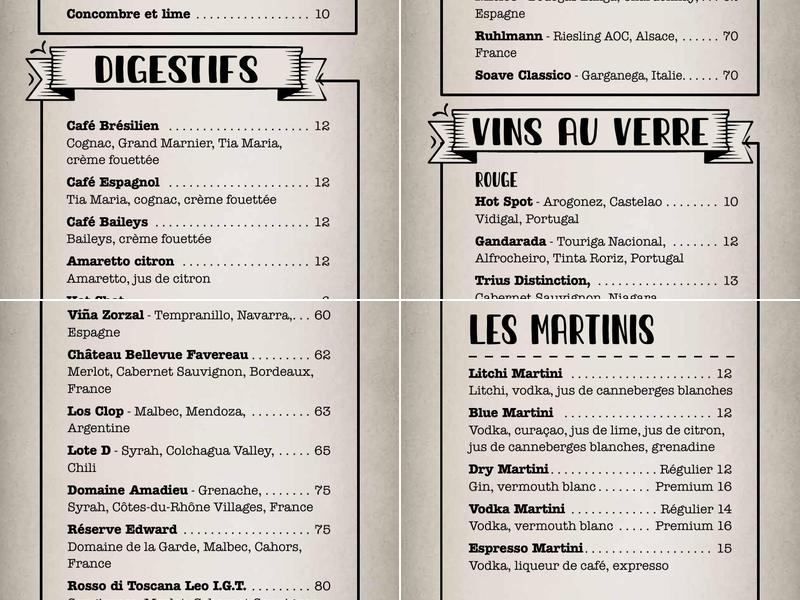 Resto et Pub d'La Cache Menu