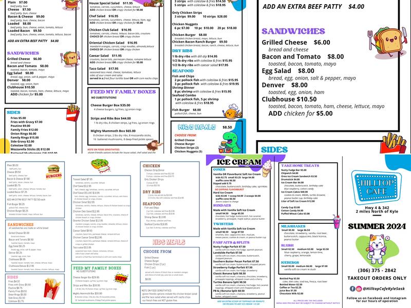 Hilltop Cafe Menu