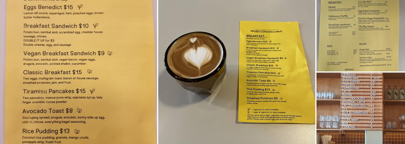 Modern Electric Lunch Menu