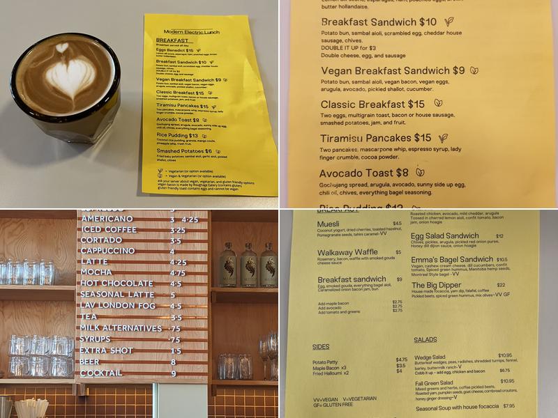 Modern Electric Lunch Menu