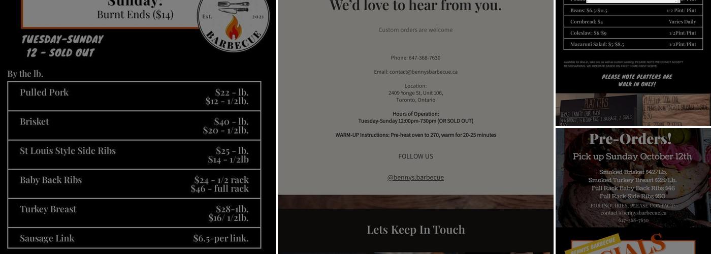Benny's Barbecue Menu