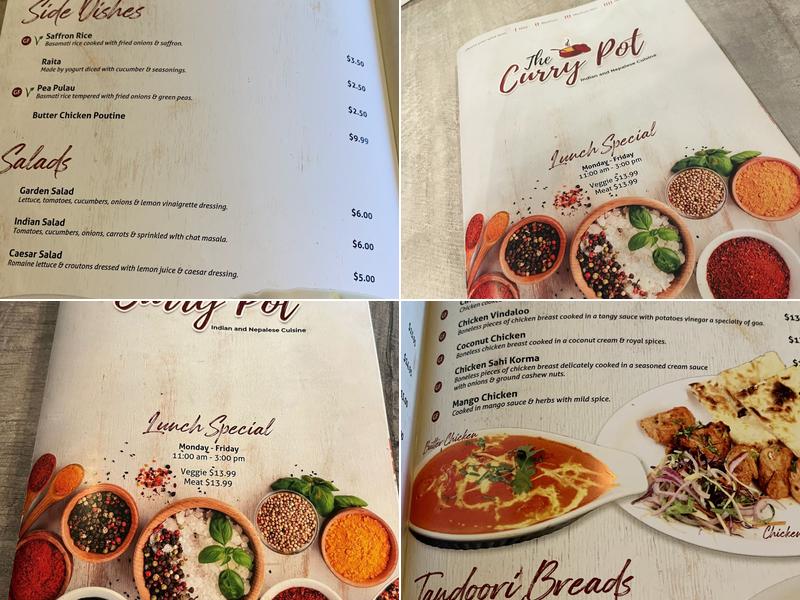 The Curry Pot Restaurant Menu