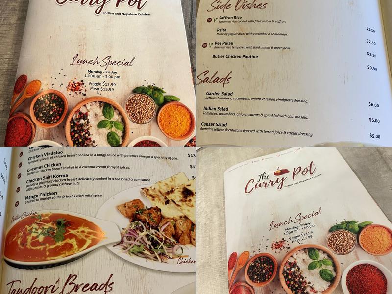 The Curry Pot Restaurant Menu