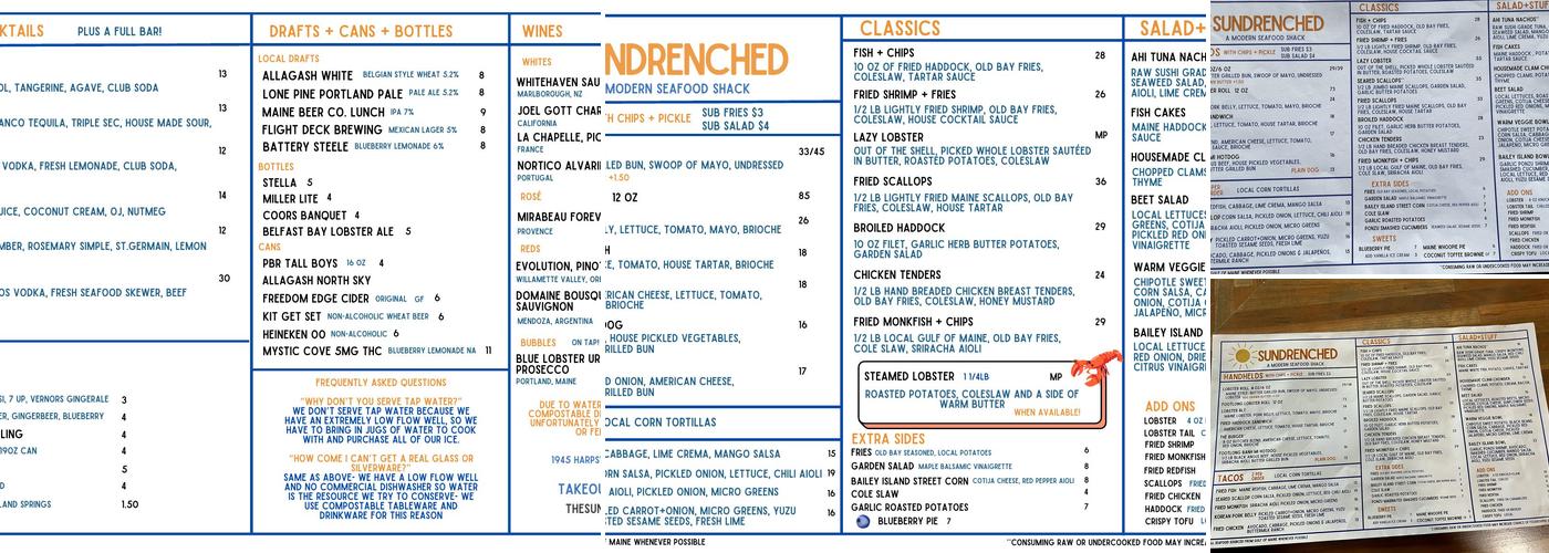 Sundrenched Menu