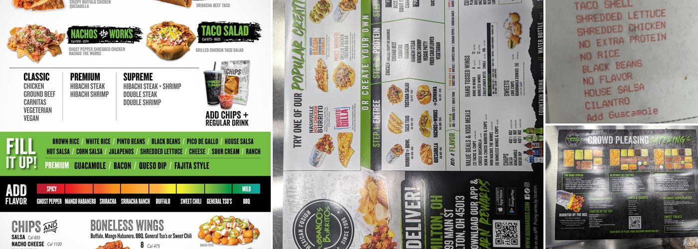 Bubbakoo's Burritos Menu