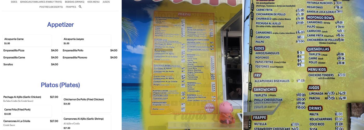 Mr. Fry Guy - Mofongo Tripleta Menu