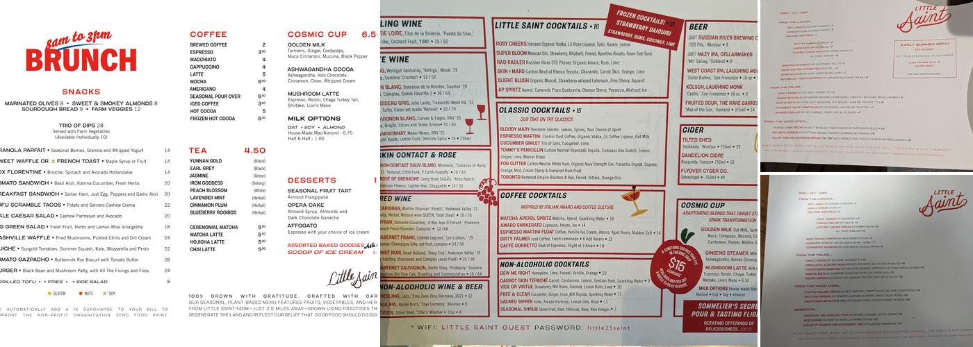 Little Saint Menu