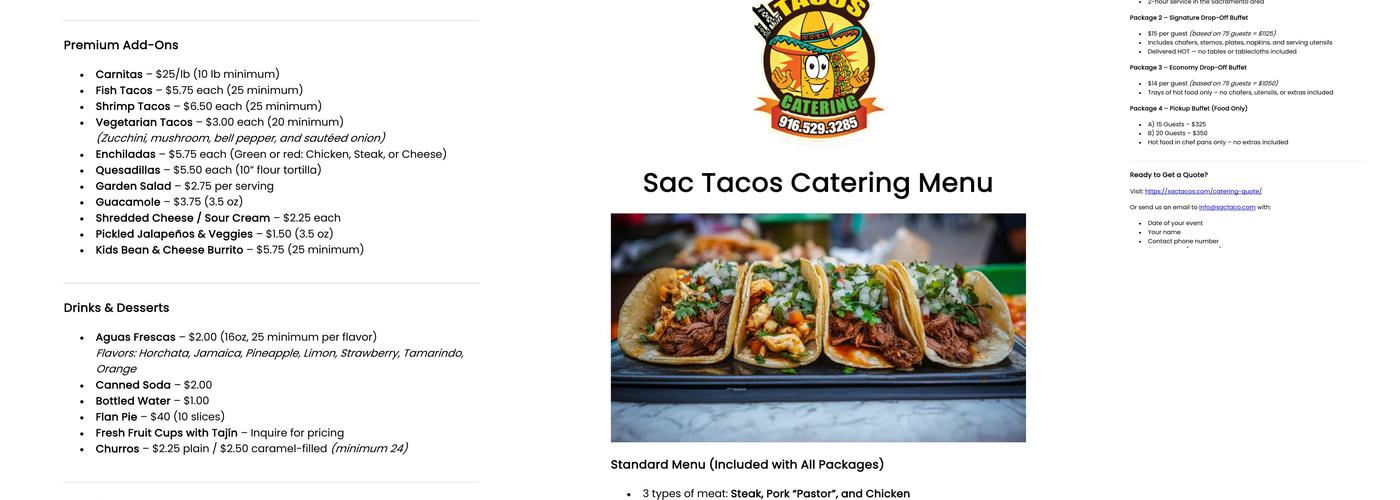 Sactacos Menu