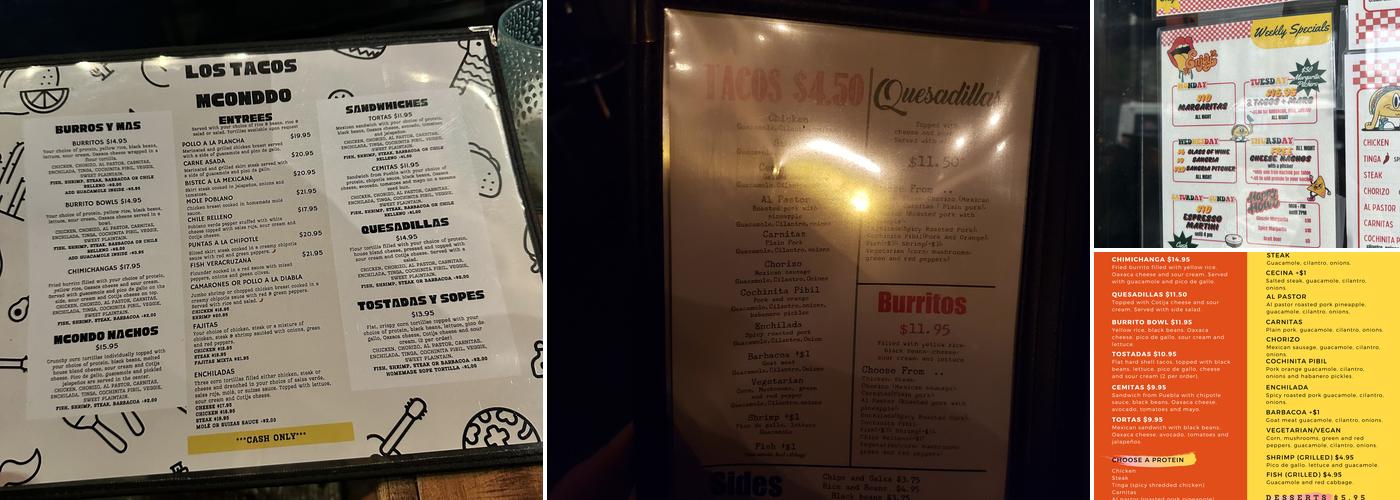 Mcondo Los Tacos Menu