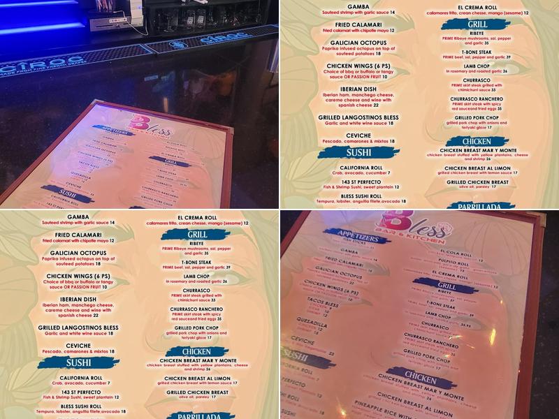 BLESS BAR & KITCHEN Menu