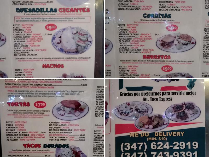 Taco express Menu