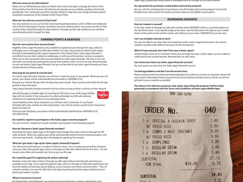 Sarku Japan Menu