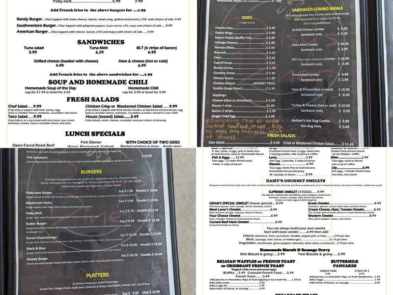Daisy's Diner Menu